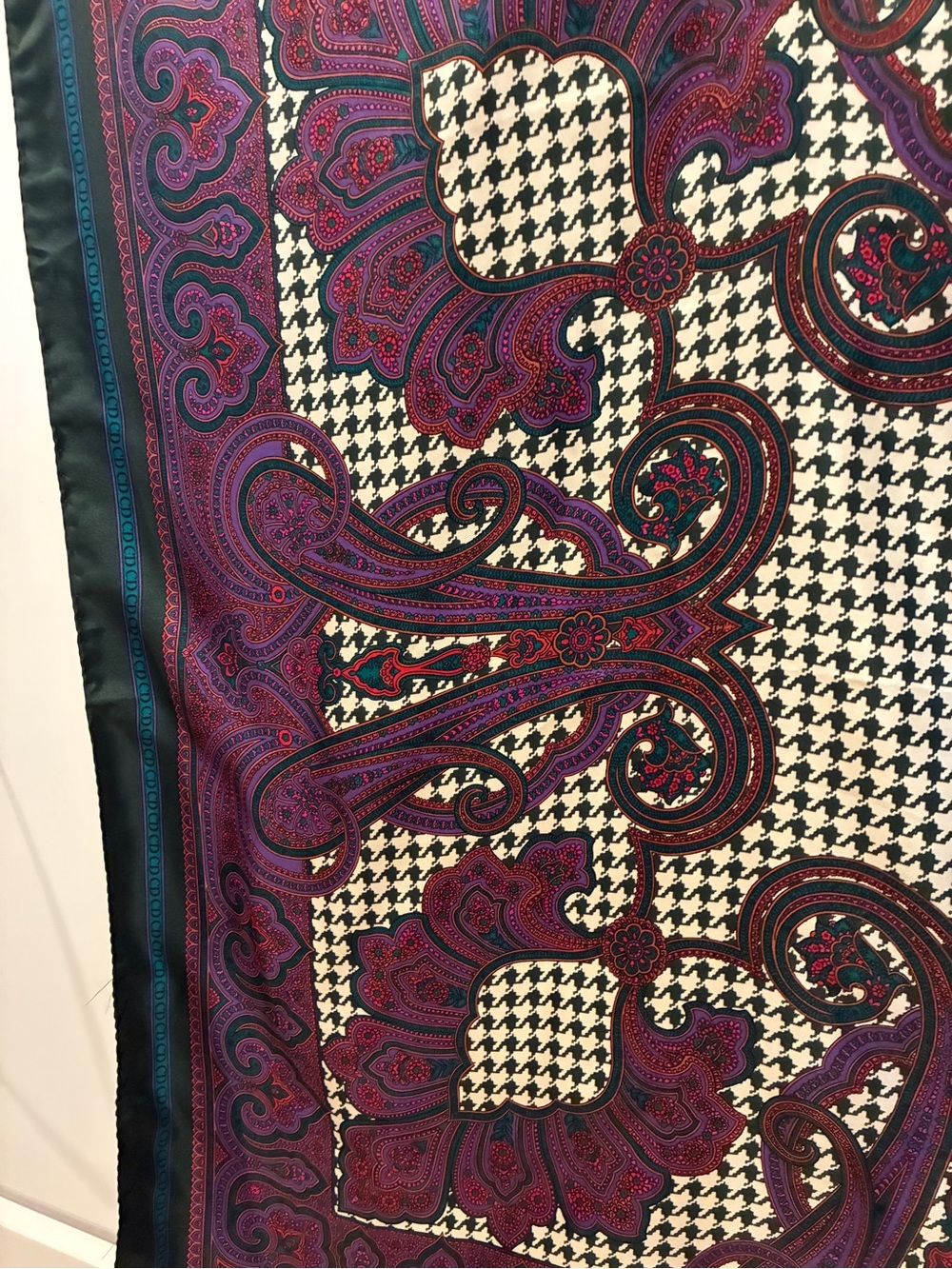 Christian Dior Silk Scarf in Plum and Deep Green - Picture 2 of 6
